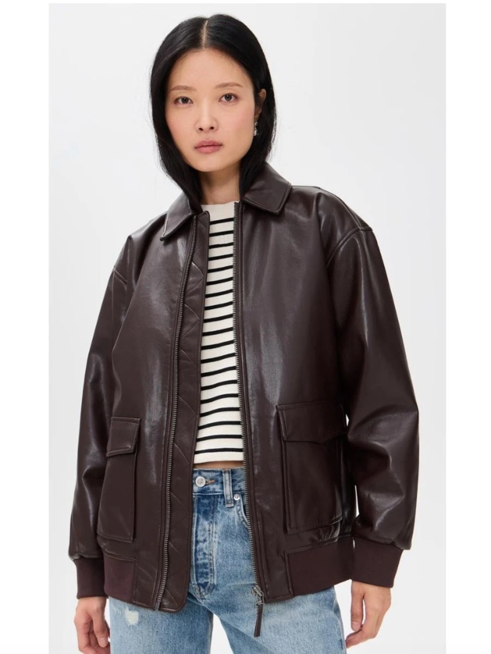 ANINE BING Kelanie Brown Leather Jacket